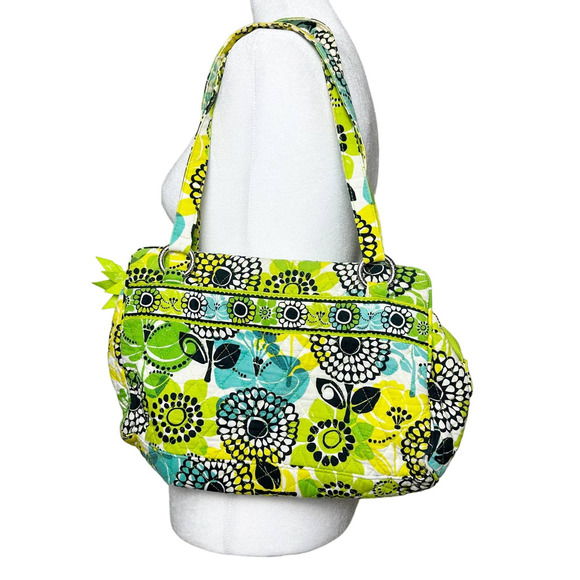 Vera Bradley Handbags - Vera Bradley Green Blue Floral Print Purse Shoulder Bag